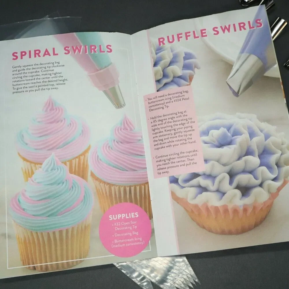 Cake Decorating Sunny Side Up Tips/bags 5 tips, tool & 10 bags, instruction book